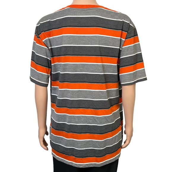 Vintage Phat Farm Men's 3XL Short Sleeve Orange Gray Stripe Polo Shirt 3X XXL - Picture 8 of 12